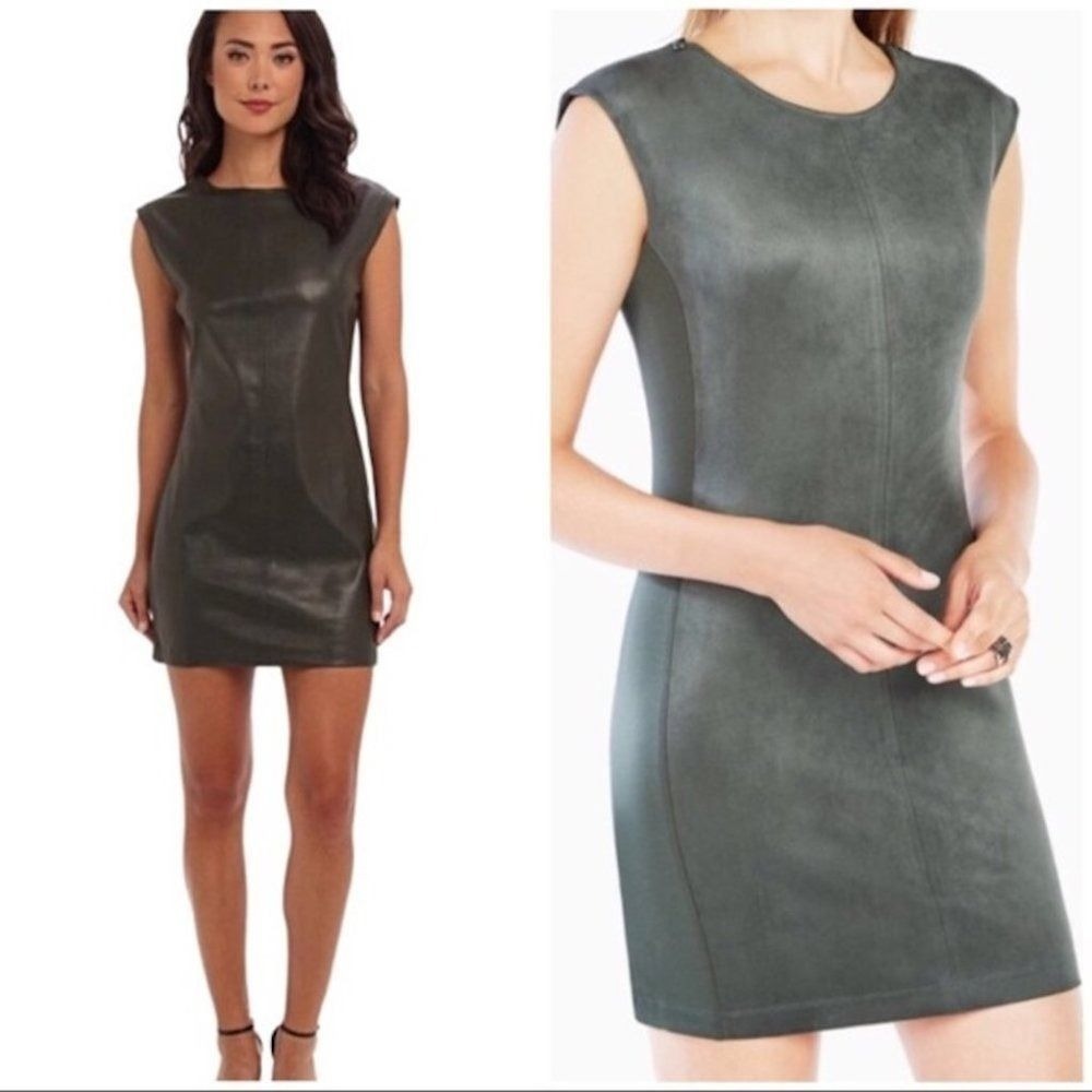 BCBG 'Karlee' Olive Green‎ Faux Leather Dress Large